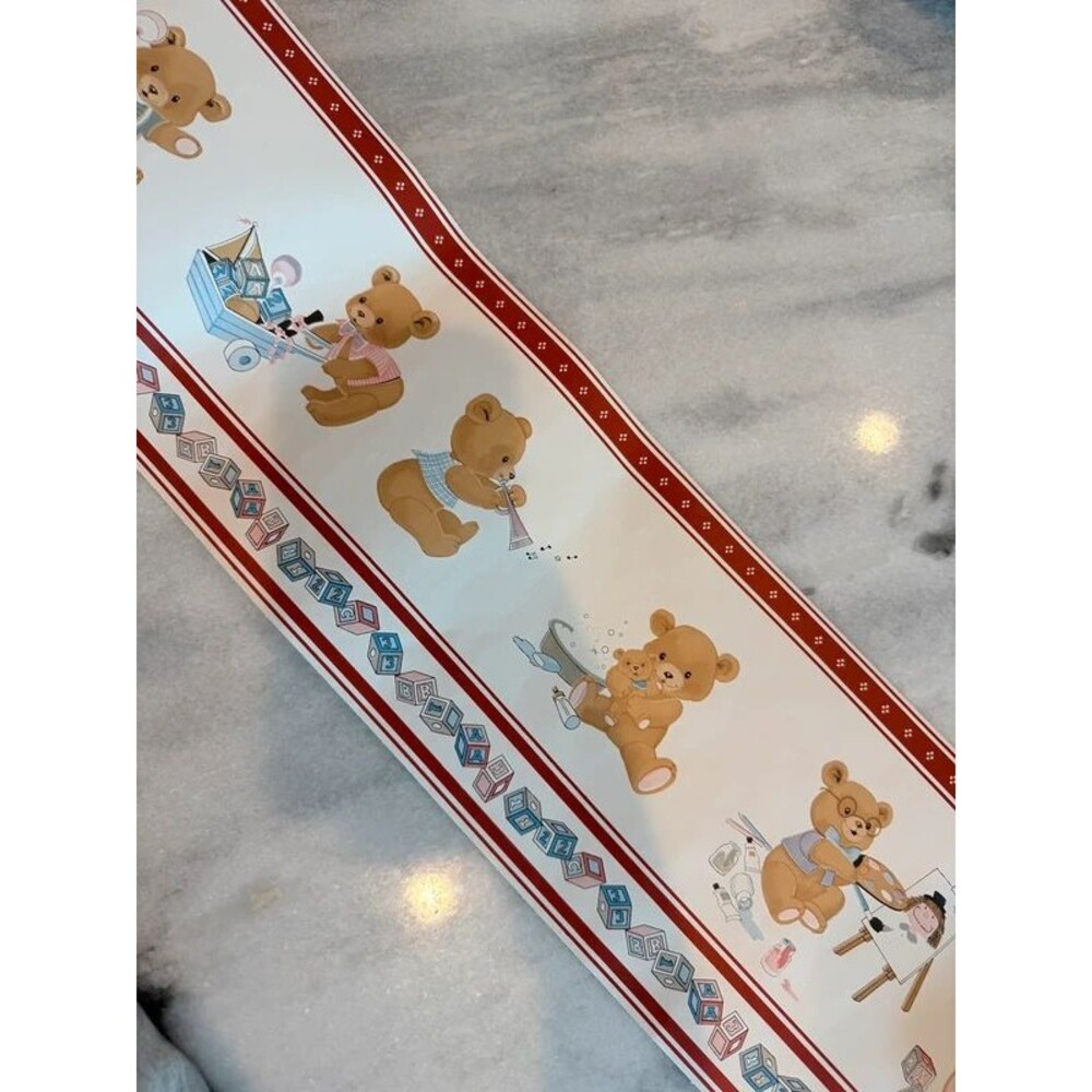 Vintage Prepasted Border Paper Teddy Bears Nursery Playroom